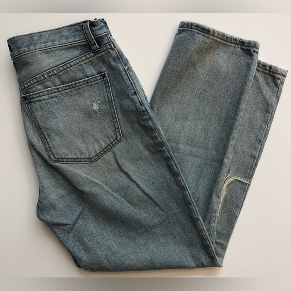 Free People Women’s 27 Destroyed Syxx Boyfriend Jeans Denim Blue OB548601 - Picture 4 of 10